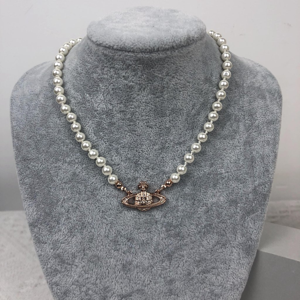 Brand New Vivienne Westwood Rose Gold Orb Pearl Choker Necklace